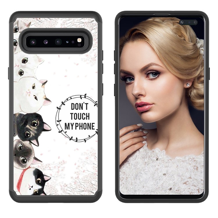 Detachable 2-in-1 Pattern Printing TPU + PC Phone Case for Samsung Galaxy S10 5G - Black / Many Cats-4