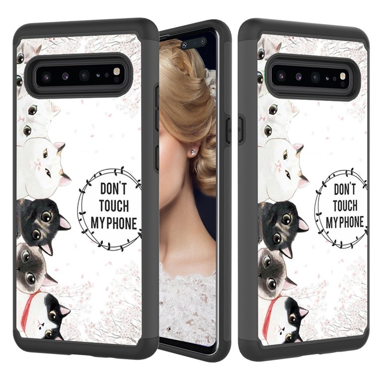 Detachable 2-in-1 Pattern Printing TPU + PC Phone Case for Samsung Galaxy S10 5G - Black / Many Cats-5