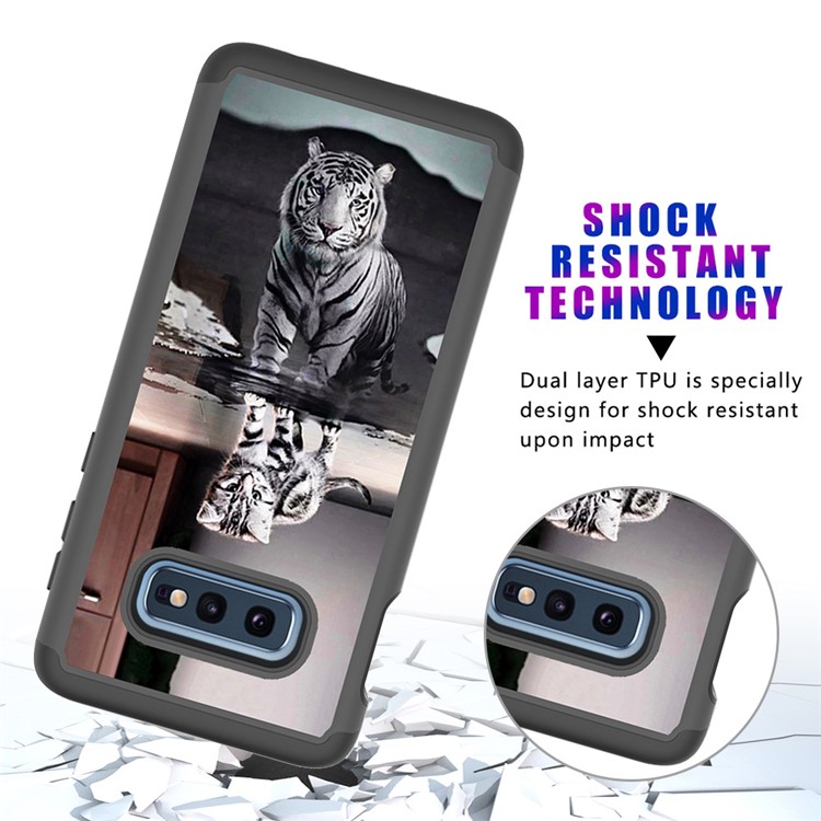 Pattern Printing TPU + PC Detachable 2-in-1 Hybrid Case for Samsung Galaxy S10e - Cat and Tiger Reflection-10