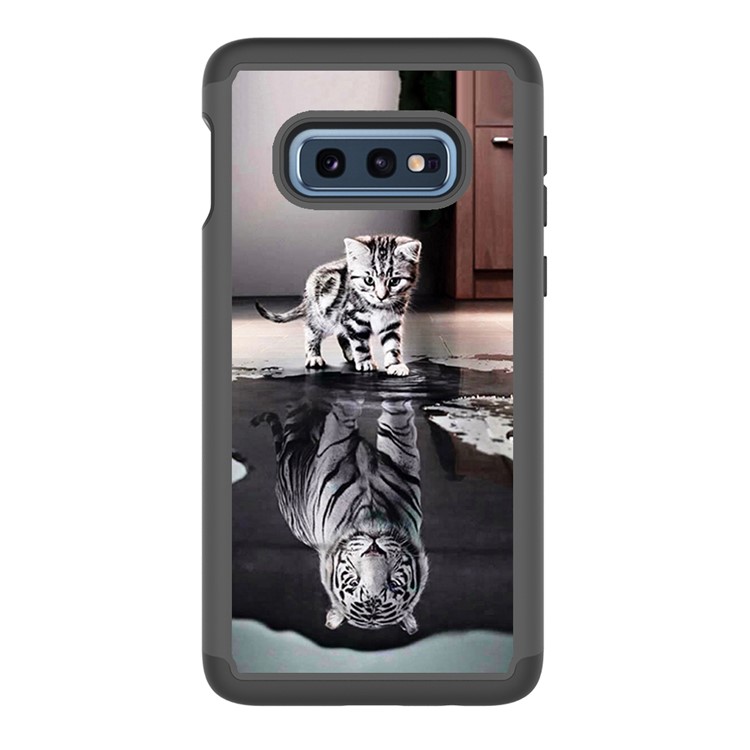 Pattern Printing TPU + PC Detachable 2-in-1 Hybrid Case for Samsung Galaxy S10e - Cat and Tiger Reflection-3