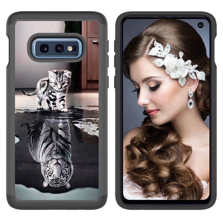 Pattern Printing TPU + PC Detachable 2-in-1 Hybrid Case for Samsung Galaxy S10e - Cat and Tiger Reflection-4