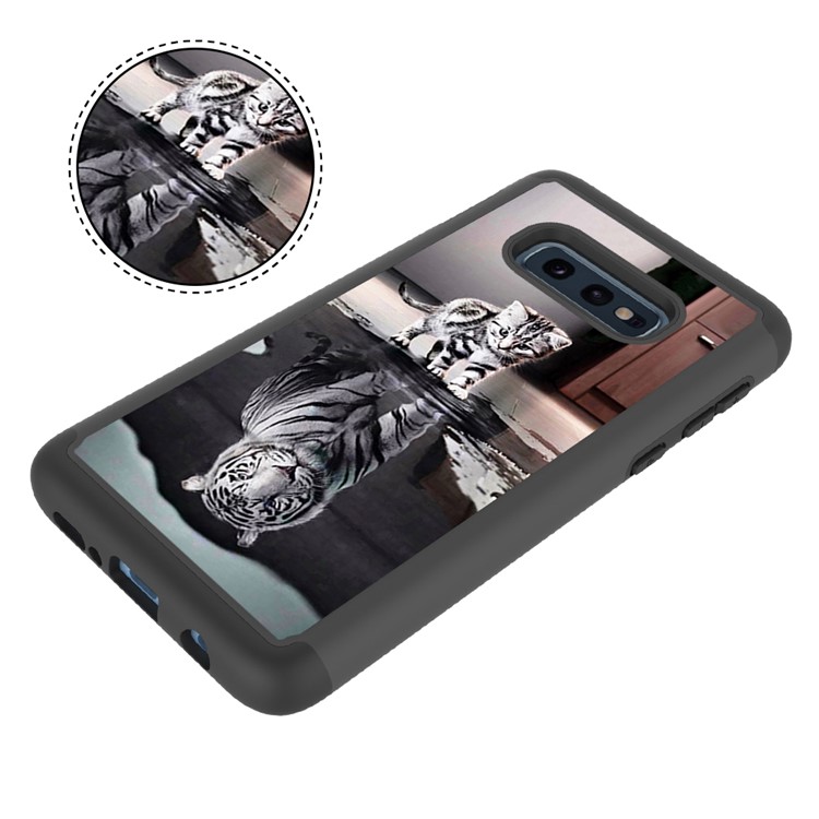 Pattern Printing TPU + PC Detachable 2-in-1 Hybrid Case for Samsung Galaxy S10e - Cat and Tiger Reflection-6