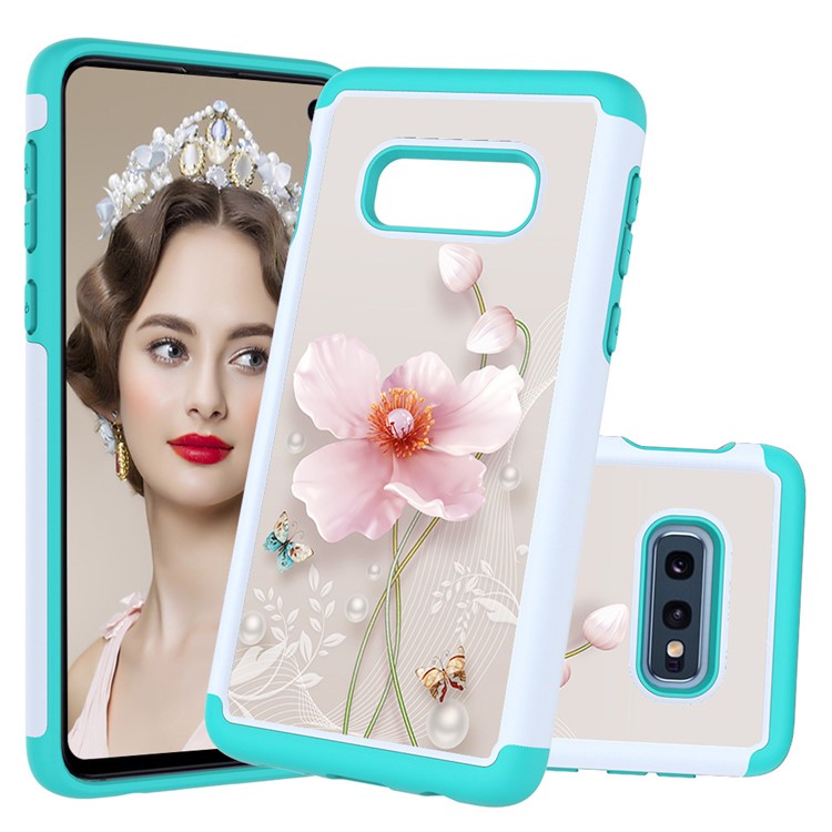 Pattern Printing TPU + PC Detachable 2-in-1 Hybrid Case for Samsung Galaxy S10e - Pink Flower-1