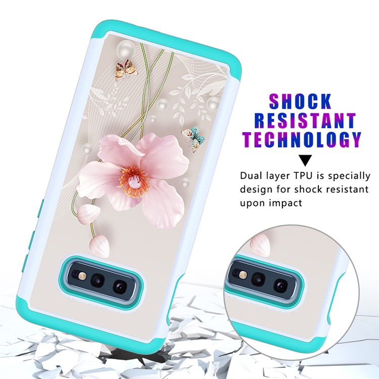 Pattern Printing TPU + PC Detachable 2-in-1 Hybrid Case for Samsung Galaxy S10e - Pink Flower-10