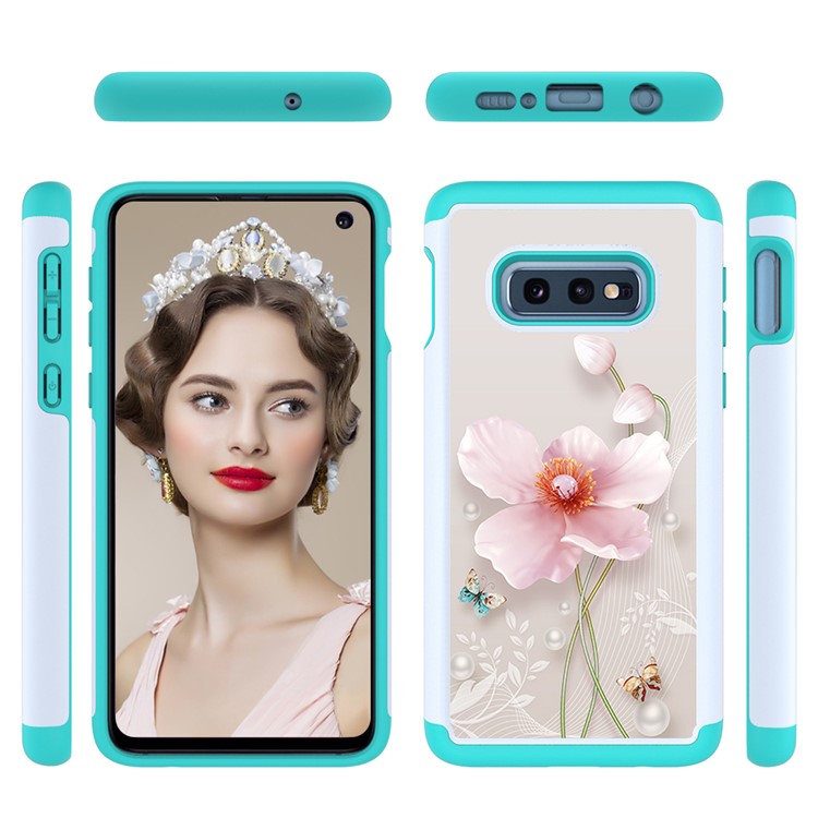 Pattern Printing TPU + PC Detachable 2-in-1 Hybrid Case for Samsung Galaxy S10e - Pink Flower-2