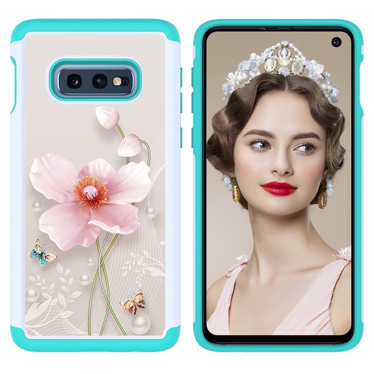 Pattern Printing TPU + PC Detachable 2-in-1 Hybrid Case for Samsung Galaxy S10e - Pink Flower-4