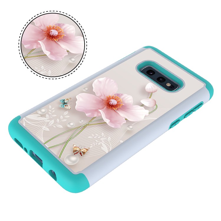 Pattern Printing TPU + PC Detachable 2-in-1 Hybrid Case for Samsung Galaxy S10e - Pink Flower-6