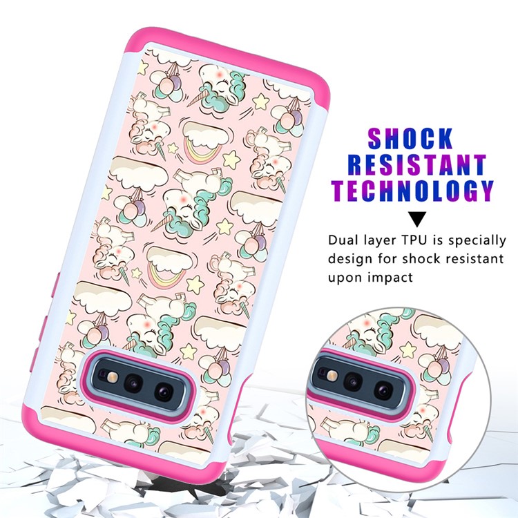 Pattern Printing TPU + PC Detachable 2-in-1 Hybrid Case for Samsung Galaxy S10e - Unicorns and Cloud-10