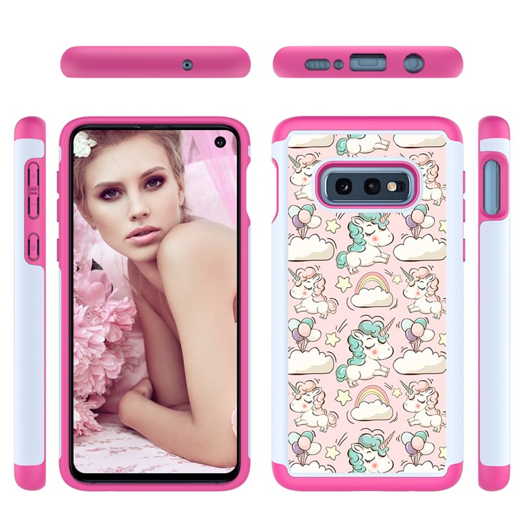 Pattern Printing TPU + PC Detachable 2-in-1 Hybrid Case for Samsung Galaxy S10e - Unicorns and Cloud-2