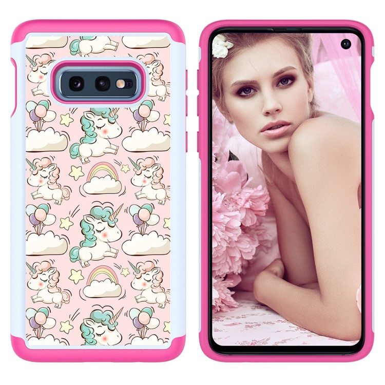 Pattern Printing TPU + PC Detachable 2-in-1 Hybrid Case for Samsung Galaxy S10e - Unicorns and Cloud-4