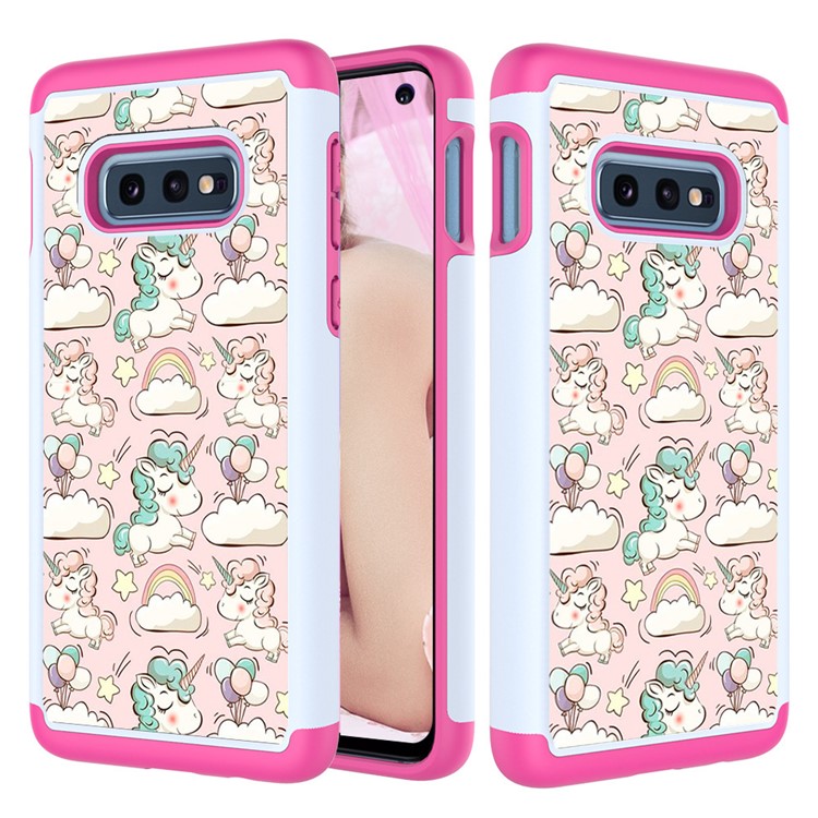 Pattern Printing TPU + PC Detachable 2-in-1 Hybrid Case for Samsung Galaxy S10e - Unicorns and Cloud-8