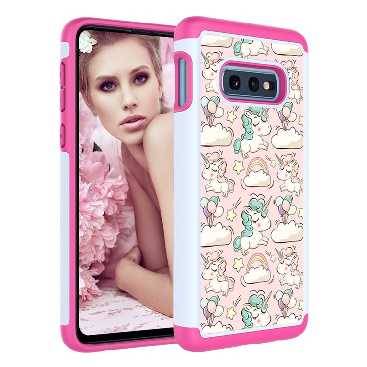Pattern Printing TPU + PC Detachable 2-in-1 Hybrid Case for Samsung Galaxy S10e - Unicorns and Cloud-9