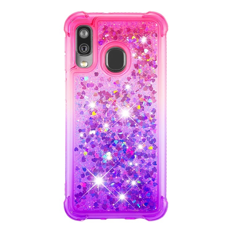 Anti-fall Gradient Glitter Powder Quicksand TPU Case for Samsung Galaxy A40 - Rose / Purple-3