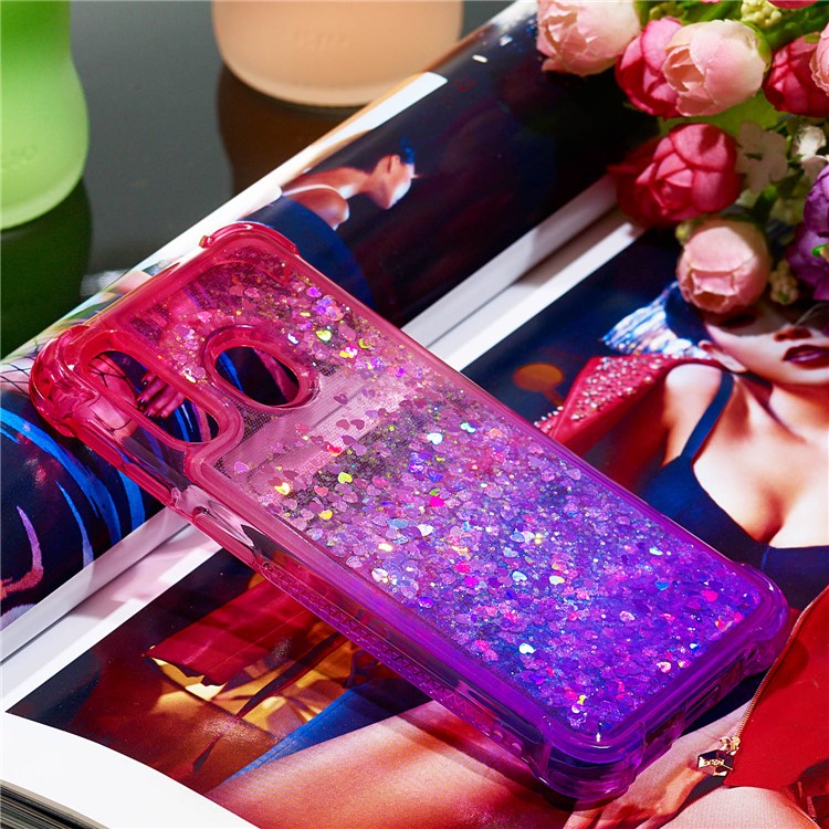 Anti-fall Gradient Glitter Powder Quicksand TPU Case for Samsung Galaxy A40 - Rose / Purple-7