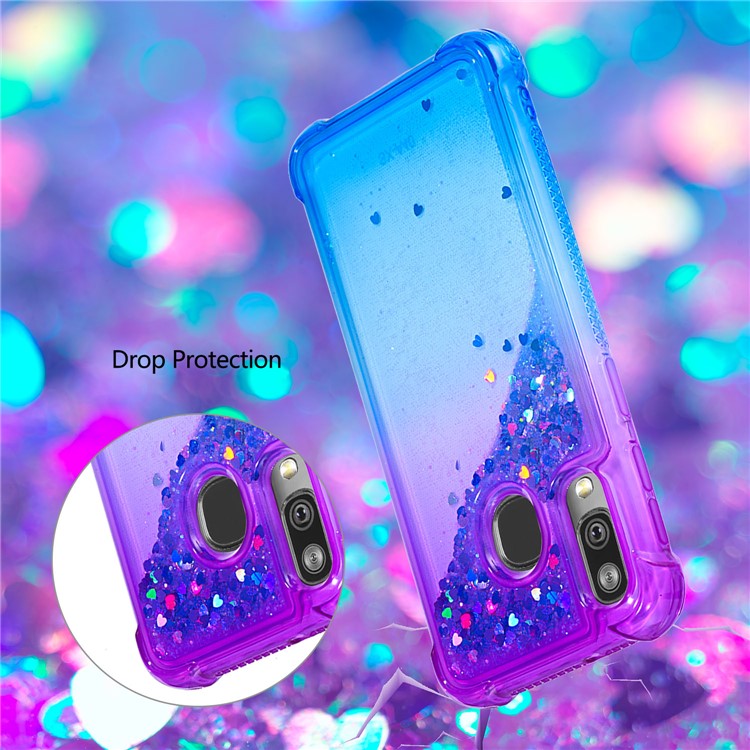 Anti-fall Gradient Glitter Powder Quicksand TPU Case for Samsung Galaxy A40 - Purple / Blue-6