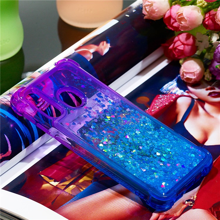 Anti-fall Gradient Glitter Powder Quicksand TPU Case for Samsung Galaxy A40 - Purple / Blue-7