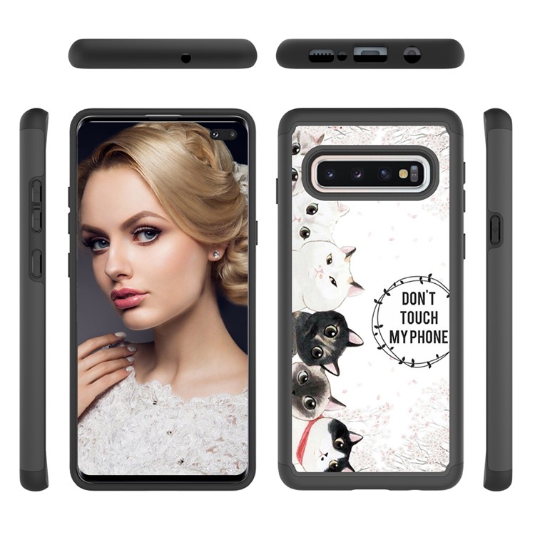 Shock-proof Pattern Printing TPU + PC Detachable 2-in-1 Hybrid Case for Samsung Galaxy Plus - Don't Touch My Phone-2