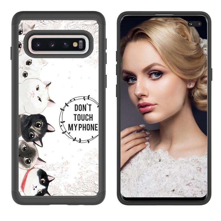 Shock-proof Pattern Printing TPU + PC Detachable 2-in-1 Hybrid Case for Samsung Galaxy Plus - Don't Touch My Phone-4