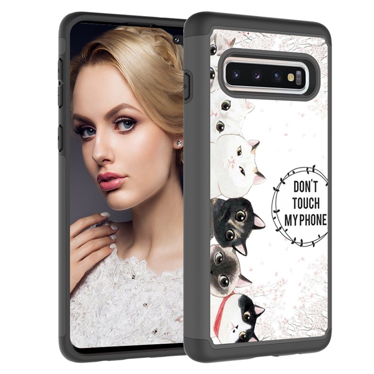 Shock-proof Pattern Printing TPU + PC Detachable 2-in-1 Hybrid Case for Samsung Galaxy Plus - Don't Touch My Phone-6