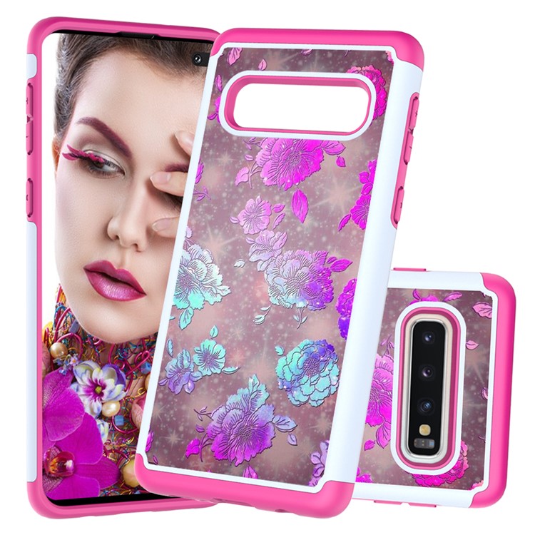 

Shock-proof Pattern Printing TPU + PC Detachable 2-in-1 Hybrid Case for Samsung Galaxy Plus - Flowers, Galaxy S10 Plus