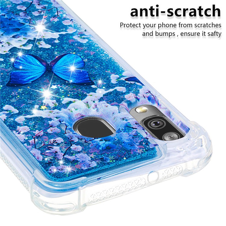 Pattern Printing Glitter Powder Quicksand TPU Shell for Samsung Galaxy A40 - Butterfly-5