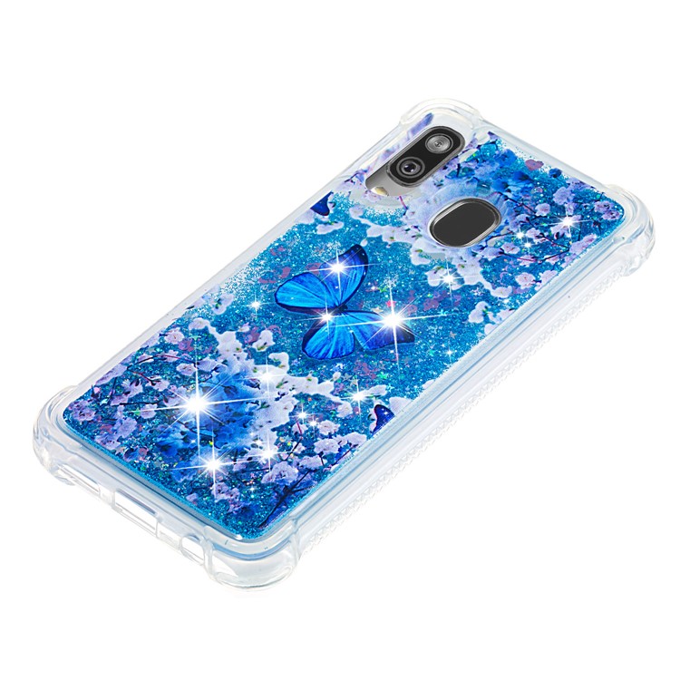 Pattern Printing Glitter Powder Quicksand TPU Shell for Samsung Galaxy A40 - Butterfly-6