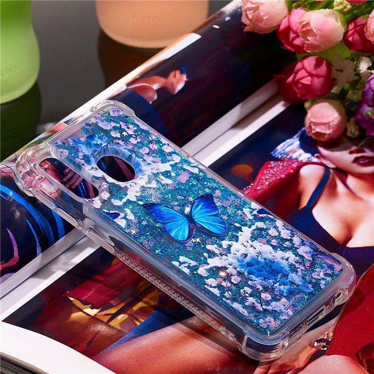 Pattern Printing Glitter Powder Quicksand TPU Shell for Samsung Galaxy A40 - Butterfly-7