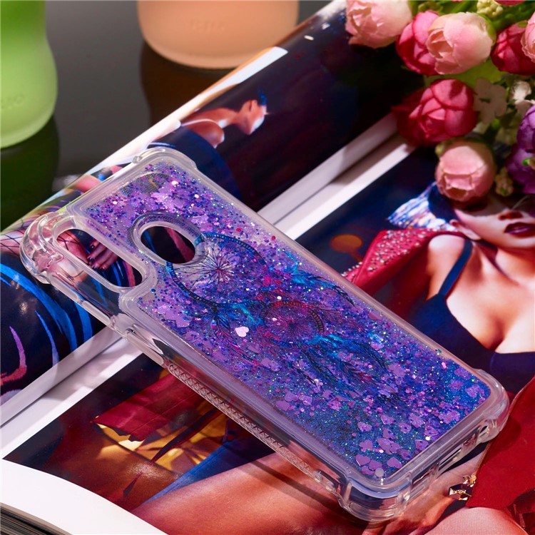 Pattern Printing Glitter Powder Quicksand TPU Shell for Samsung Galaxy A40 - Purple Wind Chimes-7