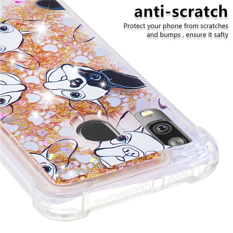 Pattern Printing Glitter Powder Quicksand TPU Shell for Samsung Galaxy A40 - Dog-5