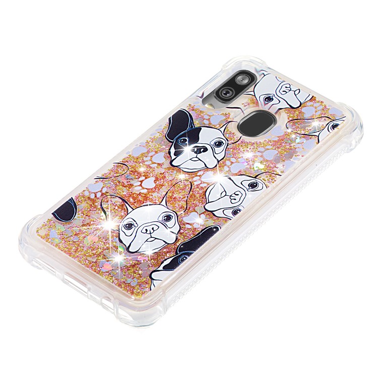 Pattern Printing Glitter Powder Quicksand TPU Shell for Samsung Galaxy A40 - Dog-6