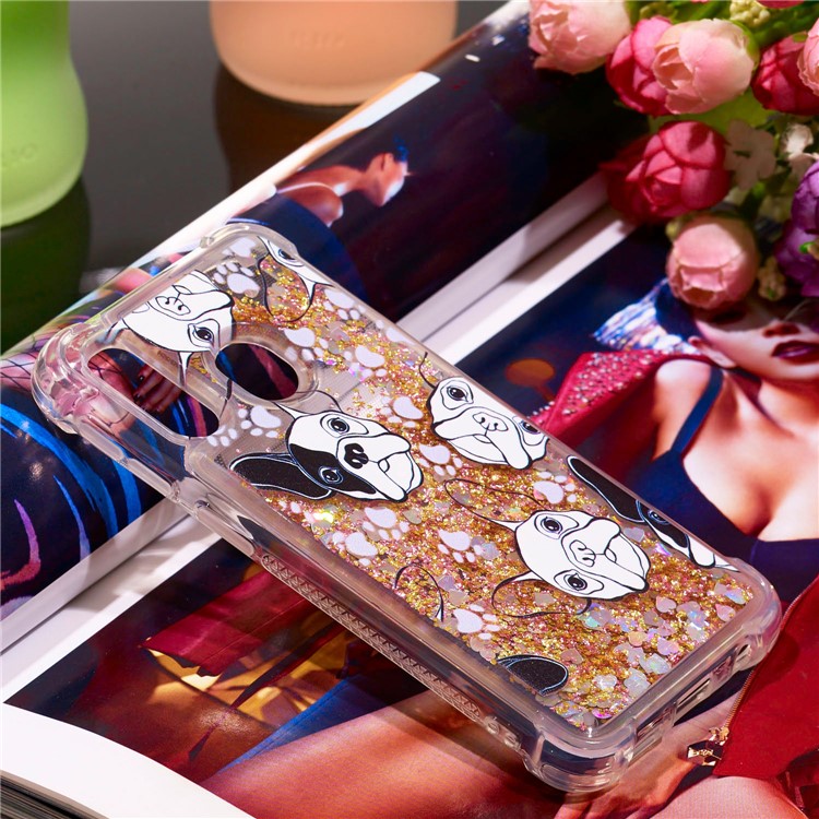 Pattern Printing Glitter Powder Quicksand TPU Shell for Samsung Galaxy A40 - Dog-7