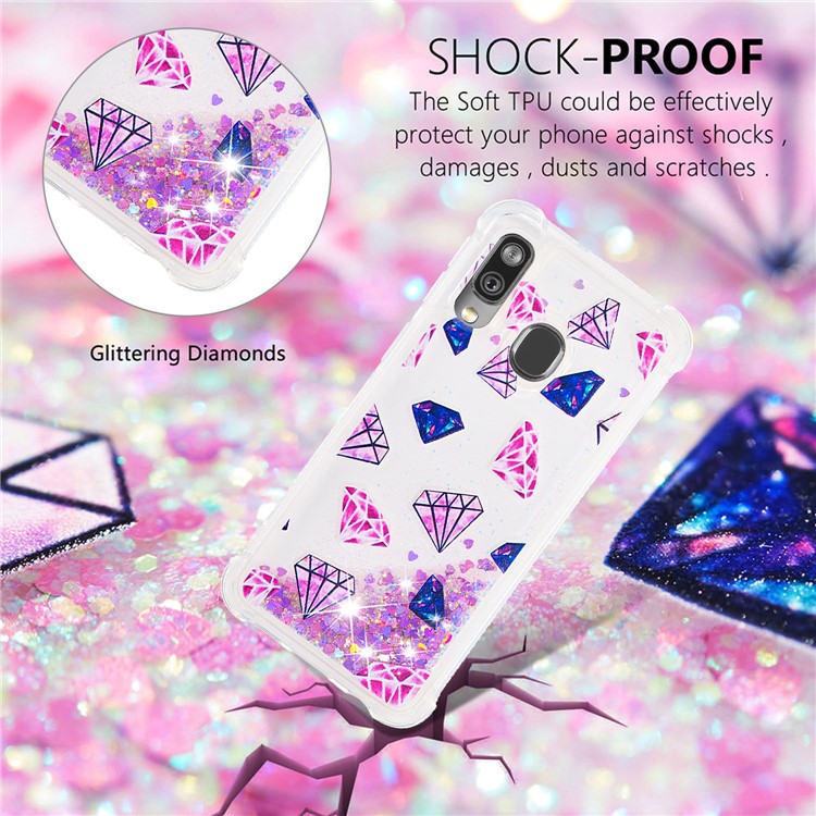 Coquille En TPU Pour Combinaison De Poudre De Paillettes Pour Samsung Galaxy A40 - Diamant-4