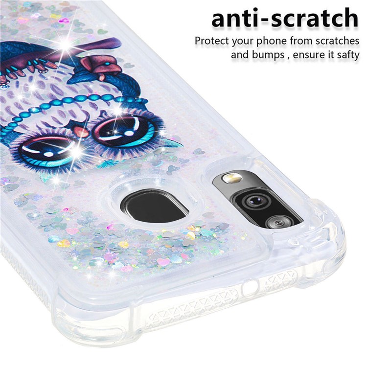 Pattern Printing Glitter Powder Quicksand TPU Shell for Samsung Galaxy A40 - Owl-5