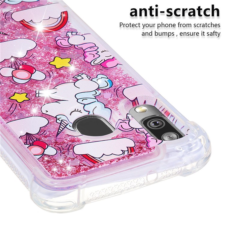Pattern Printing Glitter Powder Quicksand TPU Shell for Samsung Galaxy A40 - Unicorns and Cloud-5