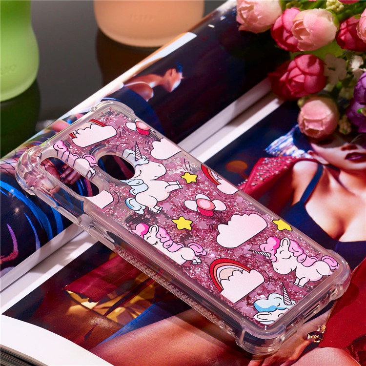 Pattern Printing Glitter Powder Quicksand TPU Shell for Samsung Galaxy A40 - Unicorns and Cloud-7