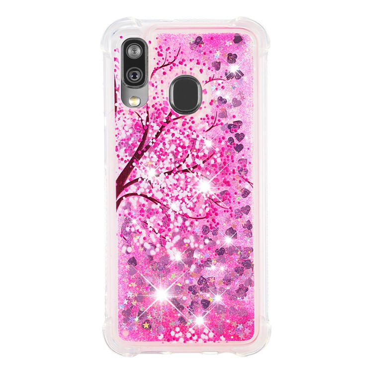 Coquille En TPU Pour Combinaison De Poudre De Paillettes Pour Samsung Galaxy A40 - Cerisier-2