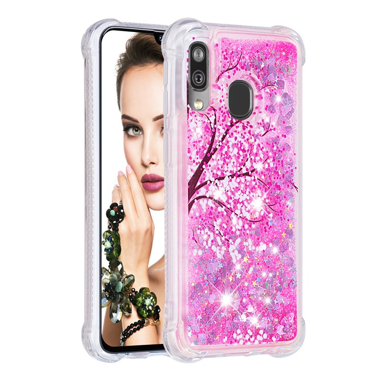 Coquille En TPU Pour Combinaison De Poudre De Paillettes Pour Samsung Galaxy A40 - Cerisier-3