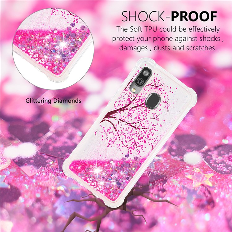 Coquille En TPU Pour Combinaison De Poudre De Paillettes Pour Samsung Galaxy A40 - Cerisier-4