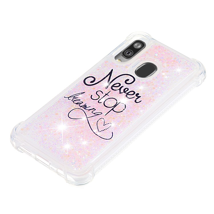 Coquille En TPU Pour Combinaison De Poudre De Paillettes Pour Samsung Galaxy A40 - N'arrêtez Jamais De Rêver-6