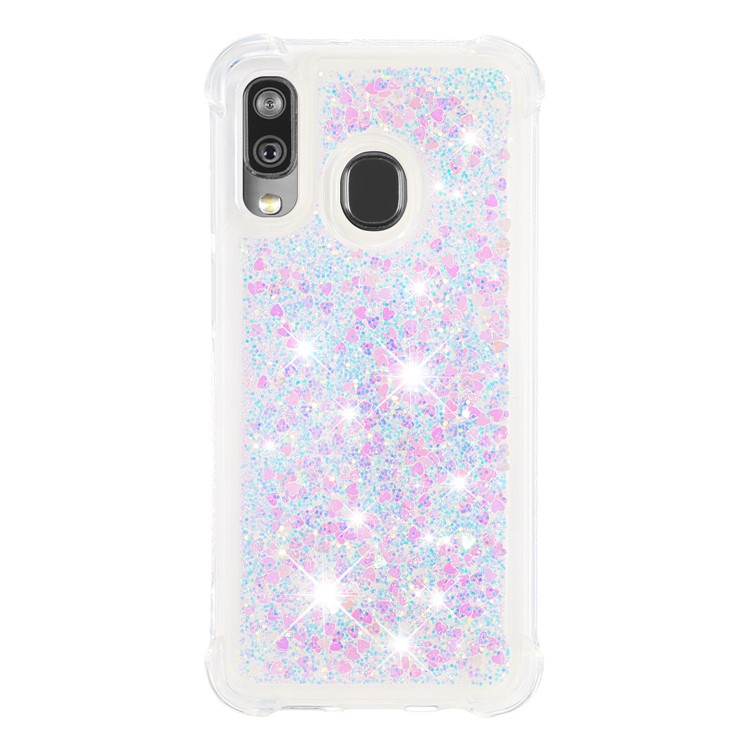 Coquille Anti-choc En TPU Pour Sables Rapides Et Brillant Pour Samsung Galaxy A40 - Coeurs D'amour Colorés-2