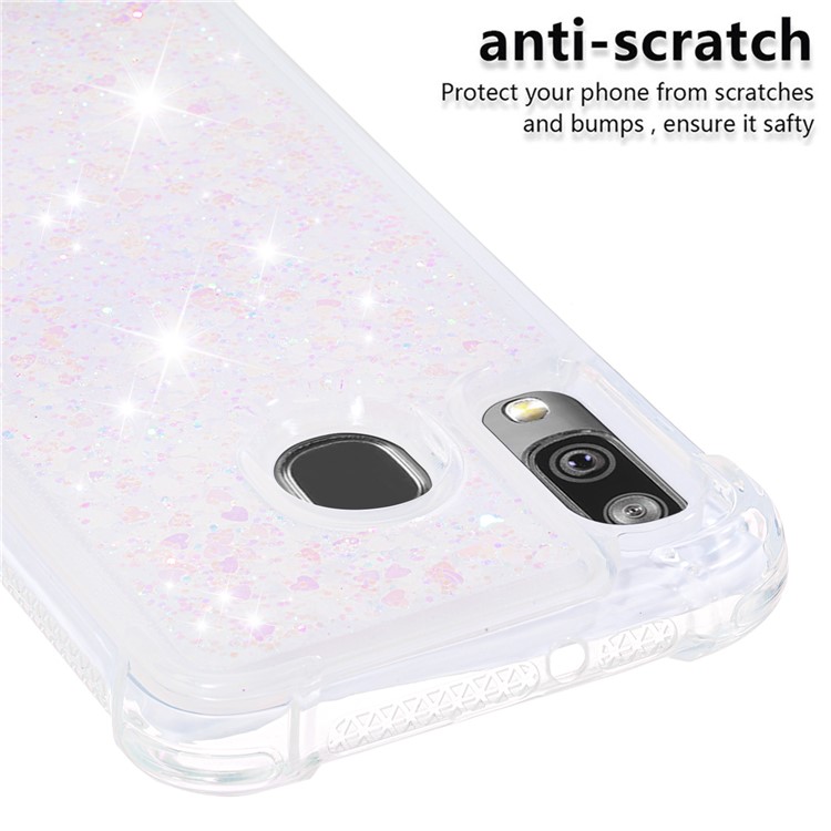 Coquille Anti-choc En TPU Pour Sables Rapides Et Brillant Pour Samsung Galaxy A40 - Coeurs D'amour Colorés-5