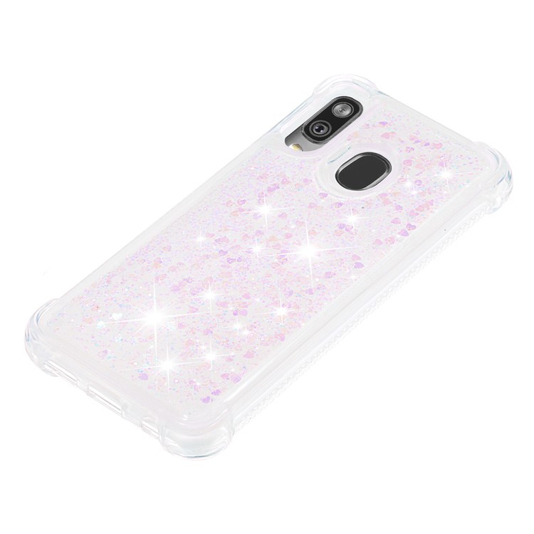 Coquille Anti-choc En TPU Pour Sables Rapides Et Brillant Pour Samsung Galaxy A40 - Coeurs D'amour Colorés-6