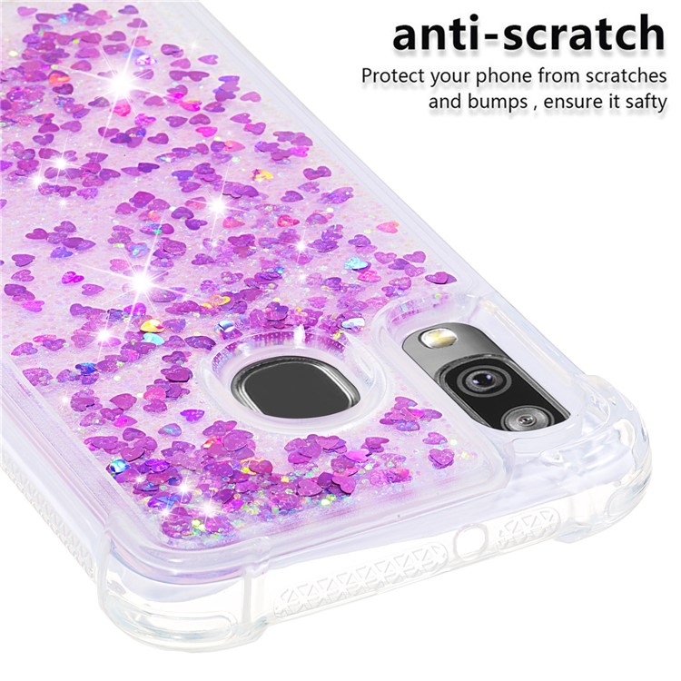 Liquid Glitter Quicksand Shockproof TPU Shell for Samsung Galaxy A40 - Colorful Rose Love Hearts-5