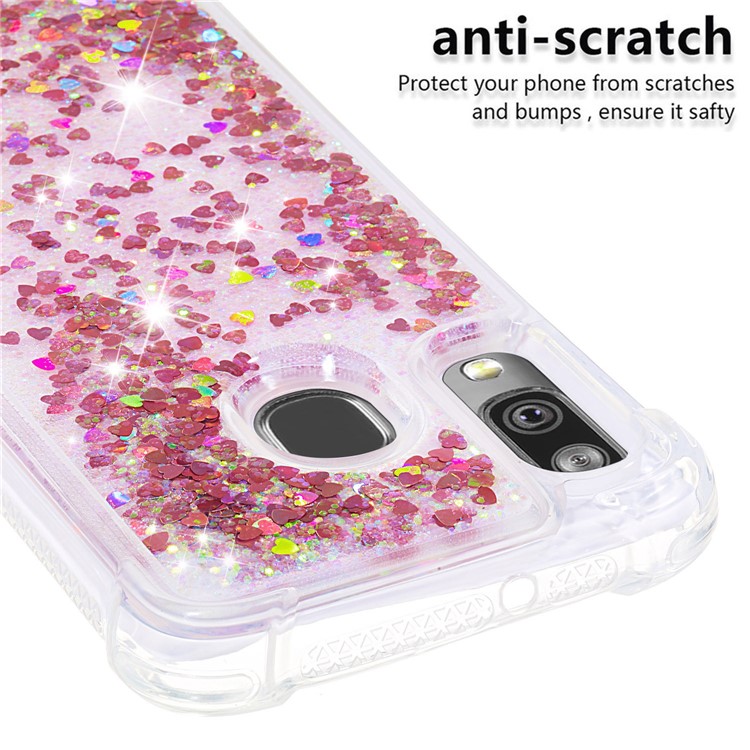 Flüssige Glitzernde, Stoßfeste TPU-Hülle Für Samsung Galaxy A40 - Rotgold-Liebesherzen-5