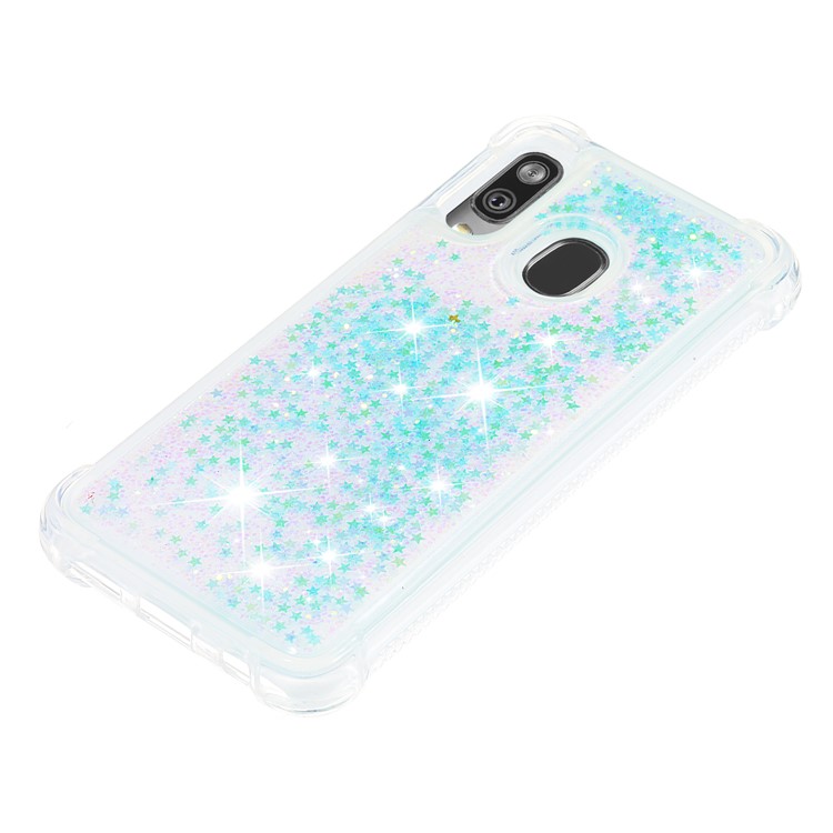 Coquille Anti-choc En TPU Pour Sables Rapides Et Brillant Pour Samsung Galaxy A40 - Étoiles Bleu Argent-6