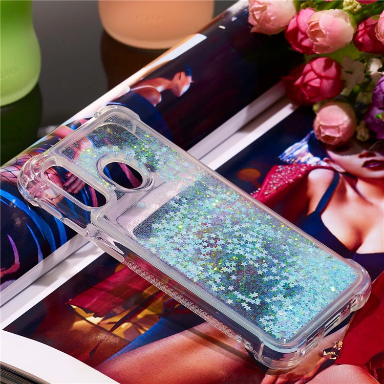 Coquille Anti-choc En TPU Pour Sables Rapides Et Brillant Pour Samsung Galaxy A40 - Étoiles Bleu Argent-7