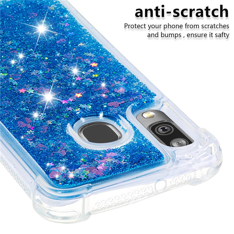 Coquille Anti-choc En TPU Pour Sables Rapides Et Brillant Pour Samsung Galaxy A40 - Coeurs D'amour Bleus-5