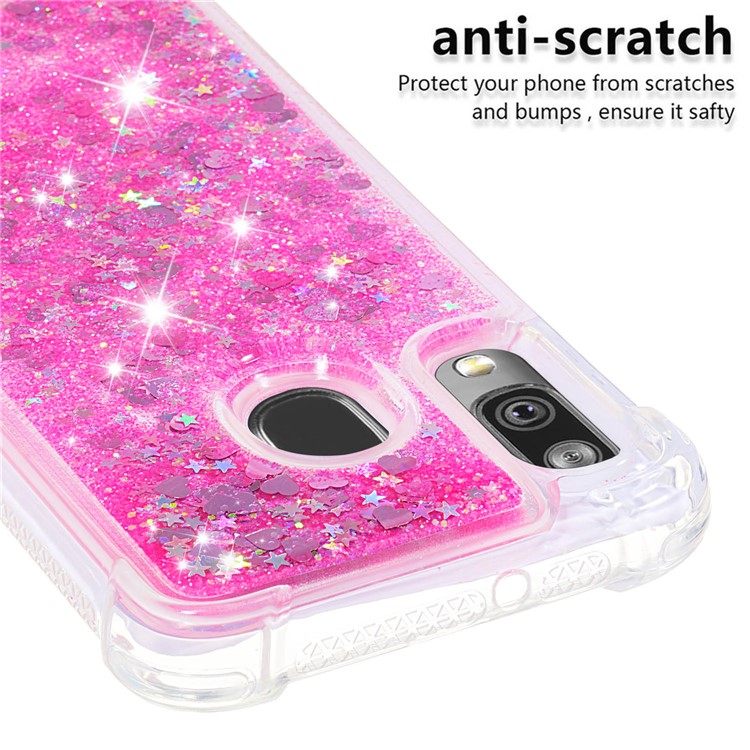 Flüssige Glitzernde, Stoßfeste TPU-Hülle Für Samsung Galaxy A40 - Rosa Liebesherzen-5