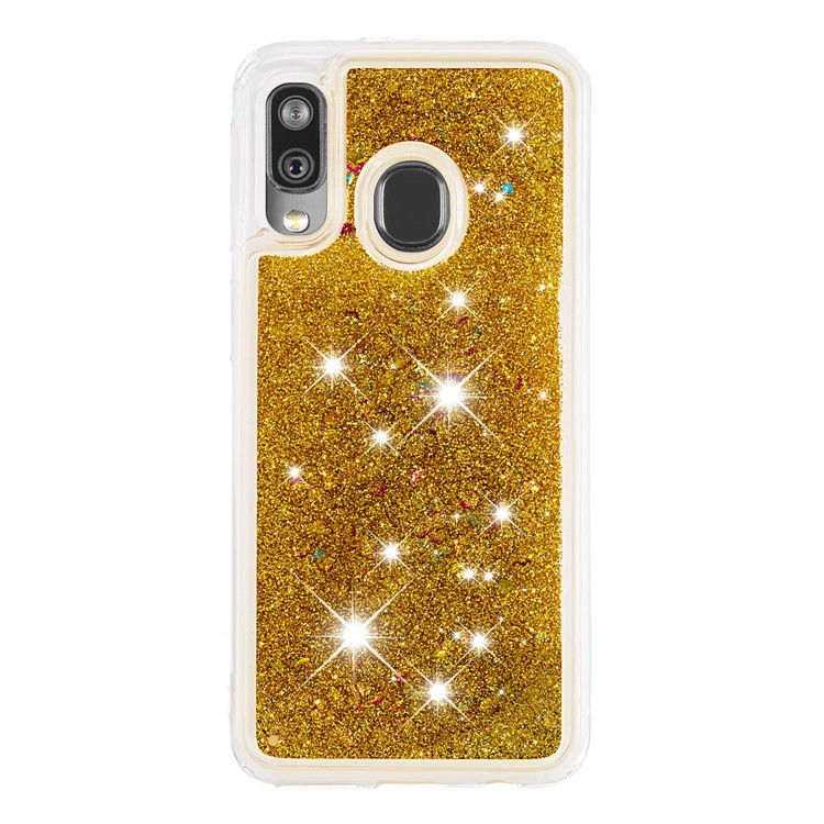 Liquid Glitter Powder Quicksand Shockproof TPU Phone Case for Samsung Galaxy A40 - Gold-2