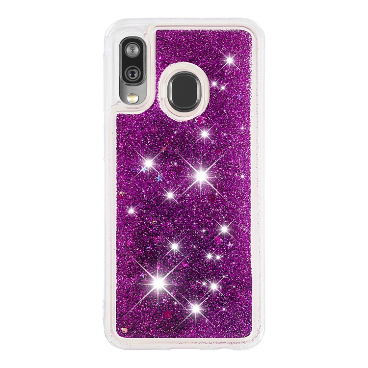 Liquid Glitter Powder Quicksand Shockproof TPU Phone Case for Samsung Galaxy A40 - Purple-2